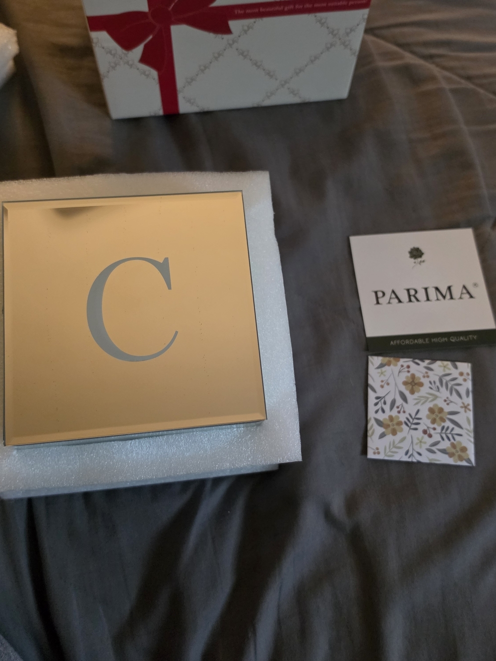 C Gold Mirror Jewelry Box with Silver 'C' Accent
